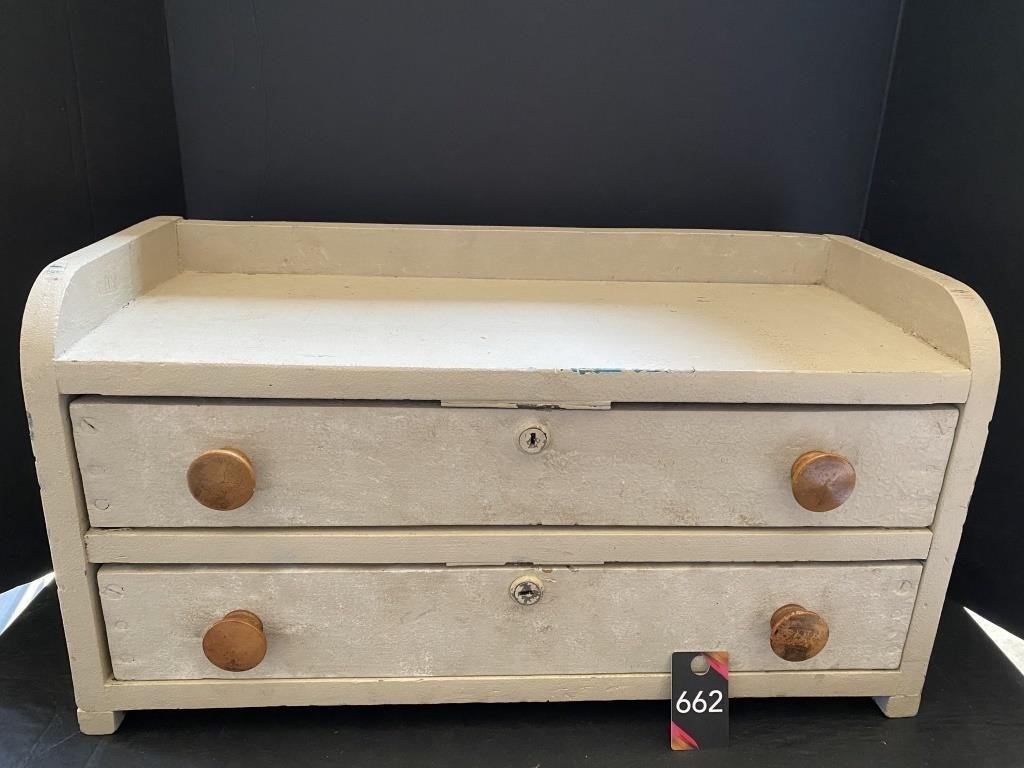 Vintage 2 Drawer Cabinet no key 22"x8"x12"H