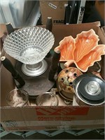 Box of candy bowl mugs and miscellaneous