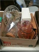 Box of glass bowls and ice bucket