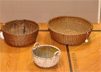 Three Round Woven Splint Baskets