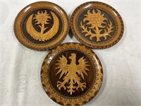 Vintage Polish Decorative Wooden Plates
