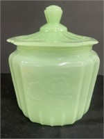 Vintage Jadeite Cookie Jar with Mayfair Rose