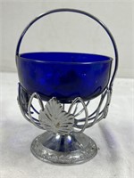 Vintage Cobalt Blue Glass Candy Dish Bowl (has a