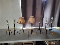 SET OF 7 RUSTIC METAL LAMPS