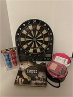 Pinhole camera, bunco, shot pong & dart board