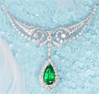 Natural Emerald Diamond 18Kt Gold Necklace