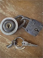 Set of 2 Antique Cast Iron Locks/Keys