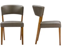 2pk Mid Century Dining Chairs Walnut/Gray Faux