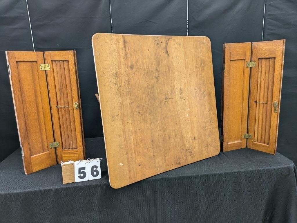 2 Pair Folding Wooden Shutters & Folding Table