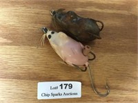 Lot of 2 Old Mice Fishing Lures - Mouse