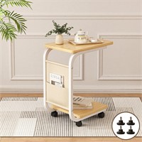C Shaped End Table with Wheel  Small Side Table