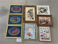 Hand Embroidery Framed Pictures, Cross Stitch