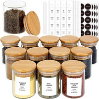 32 PCS Glass Spice Jars with Bamboo Lids