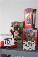 (6) Christmas Décor - (2) Santa's, Santa Boot,
