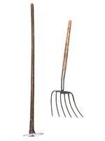 Primitive Farm Tools: Pitchfork, Hoe