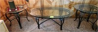 Wrought Iron & Glass Occasional Table Set