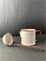 Enamel ware pitcher with ladle