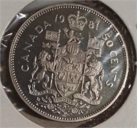 1981 Canada Proof 50 Cent Coin MS62