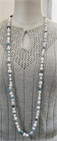 Sterling Silver Pearl Turquoise & Crystal Necklace