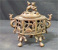 Vintage Chinese bronze incense burner with