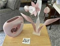 Pink Southwestern vase and pink acrylic flowers