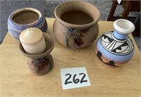 Southwestern pottery vase candleholder