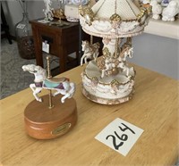 Two carousel horse, music boxes