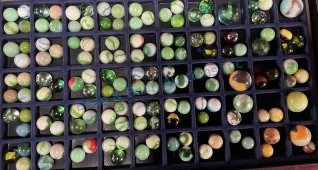 Grouping of vintage green marbles