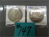 1891o, 1896s Morgan Silver Dollars