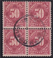 US Stamps #J44 Used Block of 4 with socked,CV $240