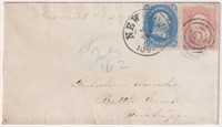 US Stamps #63,65 tied on Cover NY to Michigan with