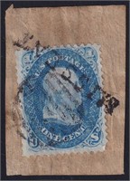 US Stamps #63 Used on piece with missent cancel, w