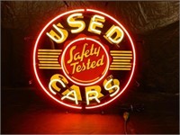USED CARS  2 COLOR 23" NEON- UL SAFETY STICKER