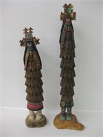 2 Signed NA Salako Kachina Wood Figures