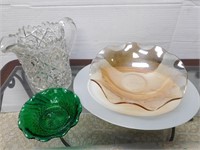 Lot-Pitcher, Platter, Serving Bowls