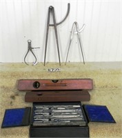 Tray lot assorted measuring devices: “Farkas”