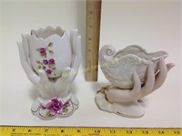 2 Porcelain Hand Vases