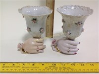 2 Porcelain Hand Vases including Lefton