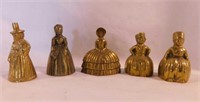 5 brass figural bells