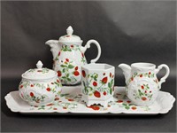 1981 Estee Lauder Strawberry Tea Set Tray Teapot