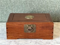 Nice Chinese Wood W/ Brass Accent Jewelry Box