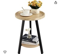 NATURAL WOOD HADULCET ROUND SIDE TABLE