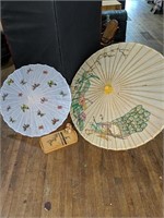 Vintage, Japanese Paper Umbrella Peacock, Wood &