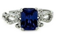 Radiant Cut 2.01 ct Tanzanite & Diamond Ring