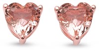 Morganite Heart Solitaire Earrings