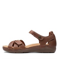 Clarks Women's April Poppy Flat Sandal, Dark Tan L