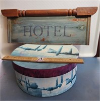Hotel Sign & Hat Box
