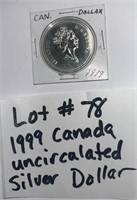 LOT#78) 1999 CANADA SILVER DOLLAR UNC