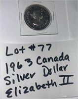 LOT#77) 1963 CANADA SILVER ELIZABETH II DOLLAR