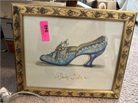 FRAMED WATERCOLOR OF A SHOE FRENCH